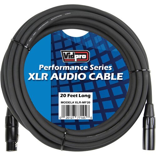 Vidpro XLRMF20 4-Pin XLR Power Cable, 20'