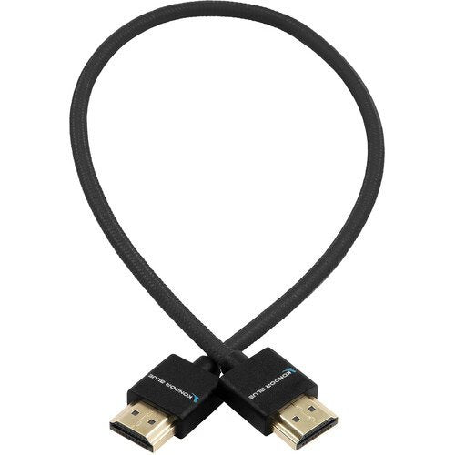 Kondor Blue HDMI to HDMI 16" Thin Braided Cable F/on Camera Monitors, Black
