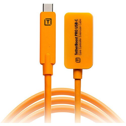 Tether Tools TBPRO3ORG TetherBoost Pro USB Type-C Core Controller Extension Cable (16', High-Visibility Orange)