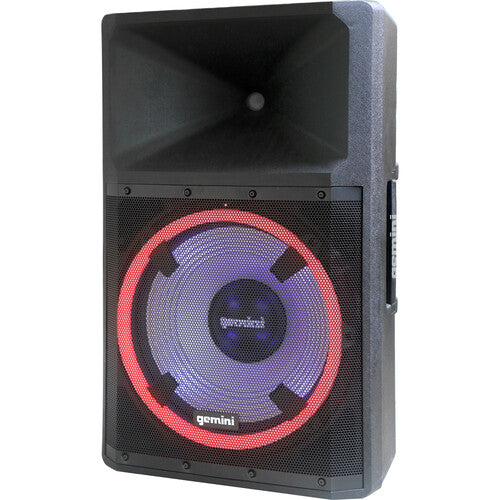 Gemini 2200W 15" Powered Bluetooth PA Speaker with Lights, Stand & Microphone