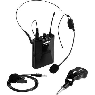 Gemini GMU-HSL100 Bodypack UHF Wireless Microphone System with Lavalier Mic, Headset Mic & Plug-In Receiver (512 to 541.7 MHz)