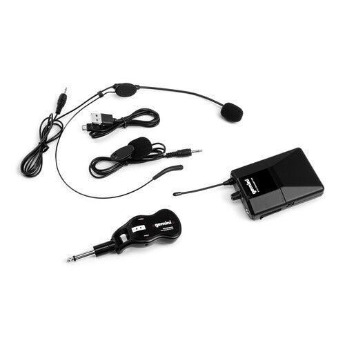 Gemini GMU-HSL100 Bodypack UHF Wireless Microphone System with Lavalier Mic, Headset Mic & Plug-In Receiver (512 to 541.7 MHz)