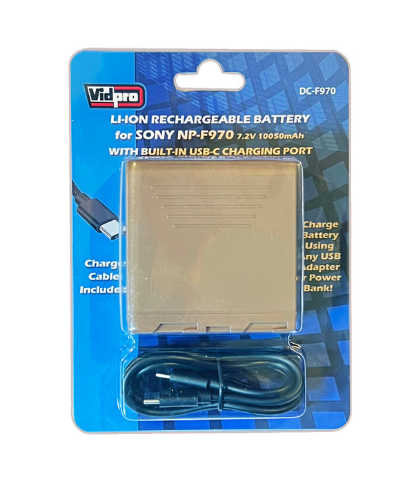 Bateria Vidpro DC-F970 com carregamento USB integrado para Sony NP-F970