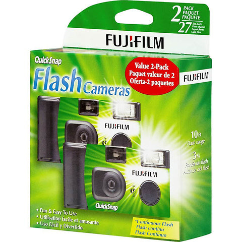 Fujifilm Quicksnap Flash 400 One-Time-Use Disposable Camera (27 Exposures, 2 Pack)
