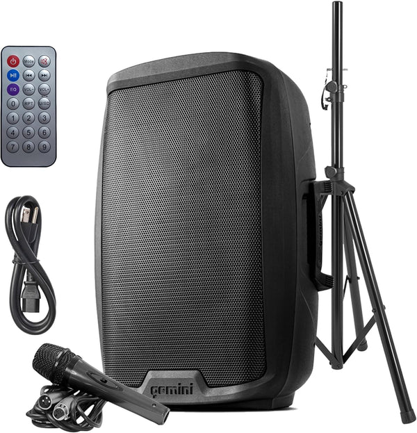 Gemini 2000W 15" Active Bluetooth Loudspeaker with Stand & Mic