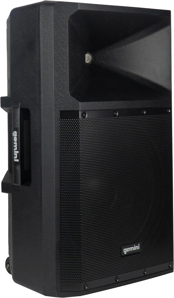 Gemini GSP2200 15 Inch Powered PA Speaker - 2200W Bluetooth PA Speaker with Mixer, XLR Inputs, Active DJ Speakers for Parties Events