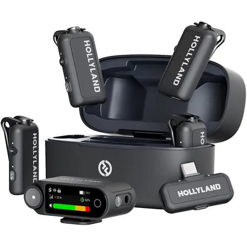 Hollyland LARK MAX 2 Combo 4-Person Wireless Microphone System for Cameras and Mobile Devices (Space Gray, 2.4 GHz)