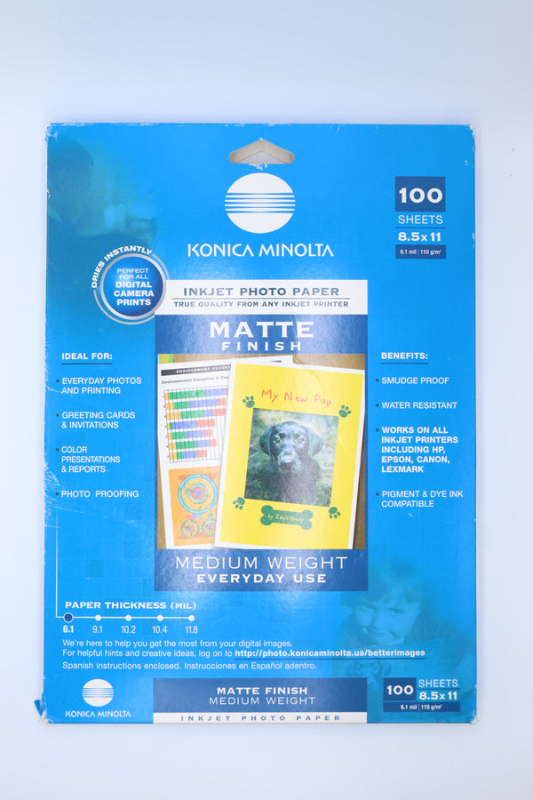 Konica Minolta InkJet Everday Use Matte Finish Photo Paper 100 Sheets (8.5 x 11)