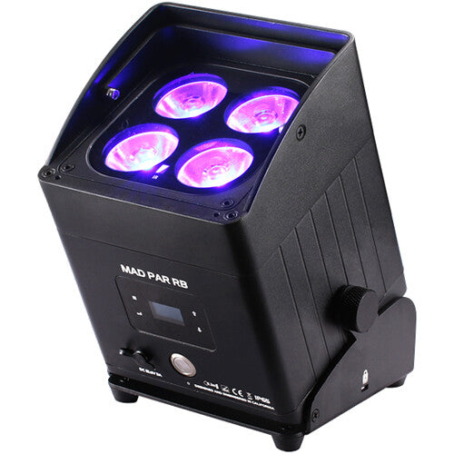 JMAZ Lighting MAD PAR RB Swappable Battery Powered IP65 RGBAL+C LED Light with Wireless DMX (Black)