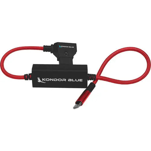 Kondor Blue 16" D-Tap to USB C Power Delivery Cable for Mirrorless Cameras & Laptops (Cardinal Red) - AVC photo video store
