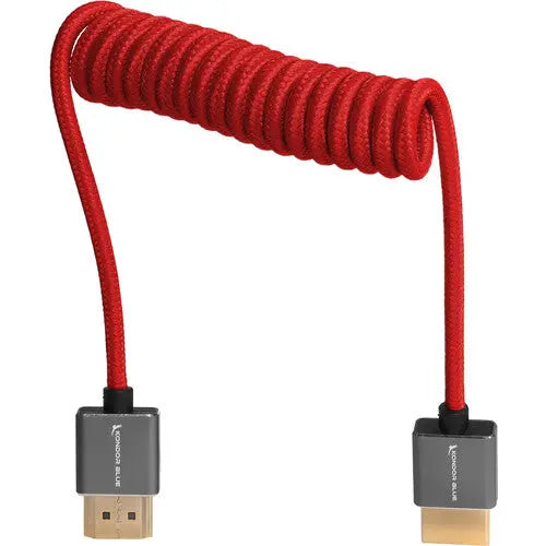 Kondor Blue Coiled Full HDMI Cable (12-24") (Cardinal Red) - AVC photo video store