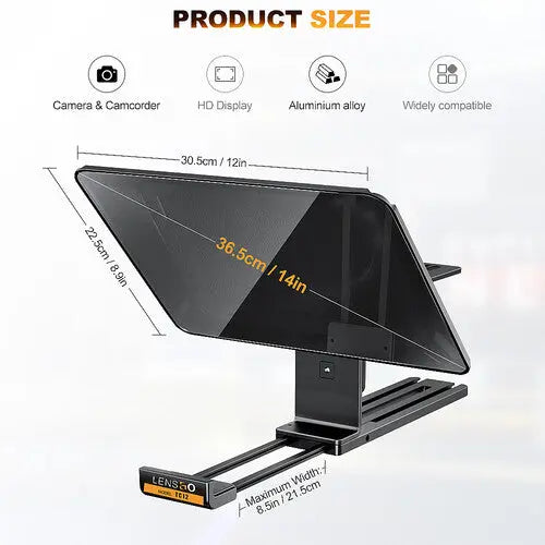 LENSGO TC12P 12.9" Teleprompter with Remote Control for Smartphone/Tablets