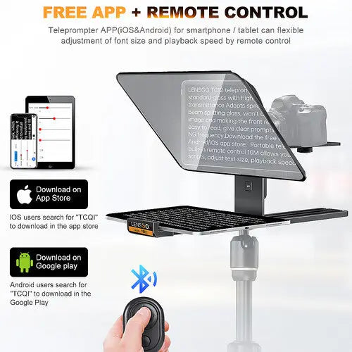 LENSGO TC12P 12.9" Teleprompter with Remote Control for Smartphone/Tablets