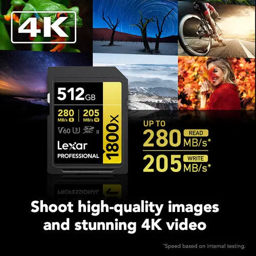 Lexar 512GB Professional 1800x UHS-II SDXC Memory Card (GOLD Series) - AVC photo video store