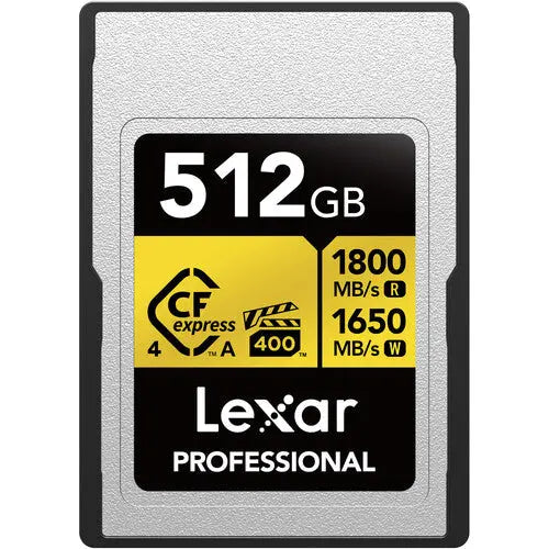 Lexar 512GB Professional GOLD CFexpress 4.0 Type A Memory Card, 1800MB/s 1650MB/s - AVC photo video store