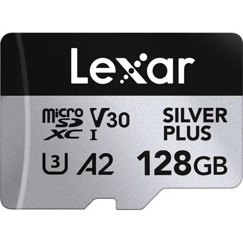 Lexar 128GB Professional SILVER PLUS UHS-I microSDXC Memory Card with SD Adapter - AVC photo video store