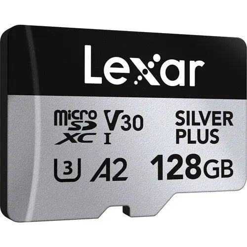 Lexar 128GB Professional SILVER PLUS UHS-I microSDXC Memory Card with SD Adapter - AVC photo video store