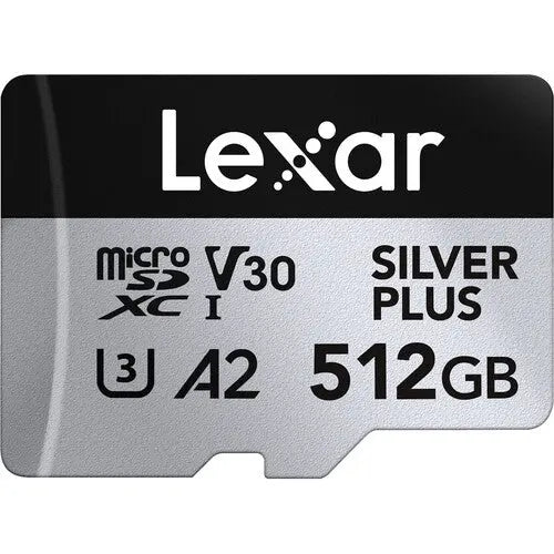 Lexar 512GB Professional SILVER PLUS UHS-I microSDXC Memory Card with SD Adapter - AVC photo video store