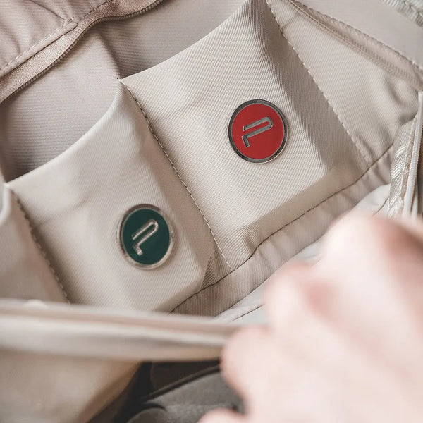OneGo backpack battery power indicator two colors