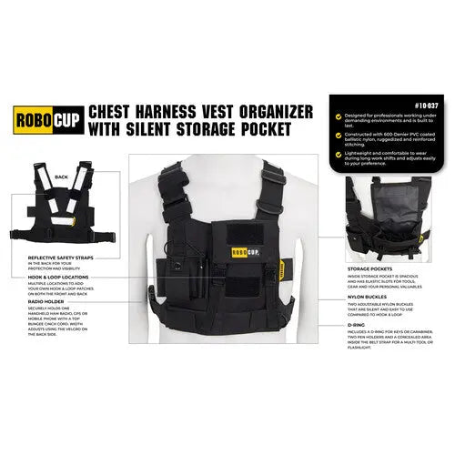 RoboCup Chest Harness Vest Organizer with Silent Storage Pocket - AVC photo video store
