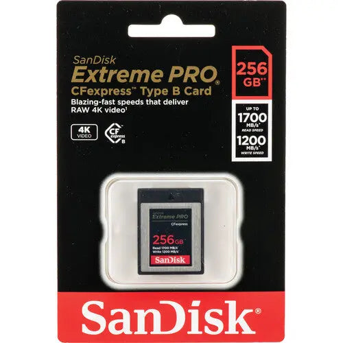 SanDisk SDCFE-256G-GN4NN 256GB Extreme PRO CFexpress Type B Memory Card, 1700/1200 MB/s - AVC photo video store