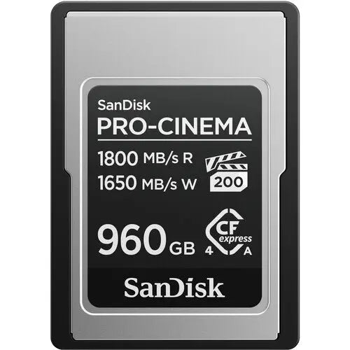 SanDisk SDCFEA-960G-GN4NN 960GB PRO-CINEMA CFexpress Type A Memory Card, 1800/1650 MB/s - AVC photo video store