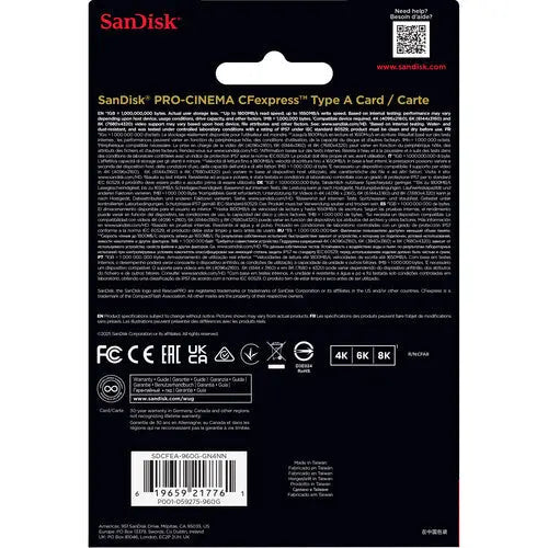 SanDisk SDCFEA-960G-GN4NN 960GB PRO-CINEMA CFexpress Type A Memory Card, 1800/1650 MB/s - AVC photo video store