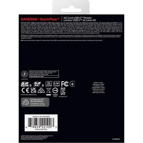 SanDisk SDDR-C751-GNANN QuickFlow UHS-I SD Card Reader with USB-C - AVC photo video store