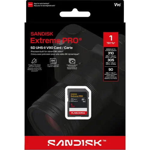 Tarjeta de memoria SanDisk SDSDXDE-1T00-GN4IN 1TB Extreme PRO UHS-II SDXC, V90, 310/305 MB/s