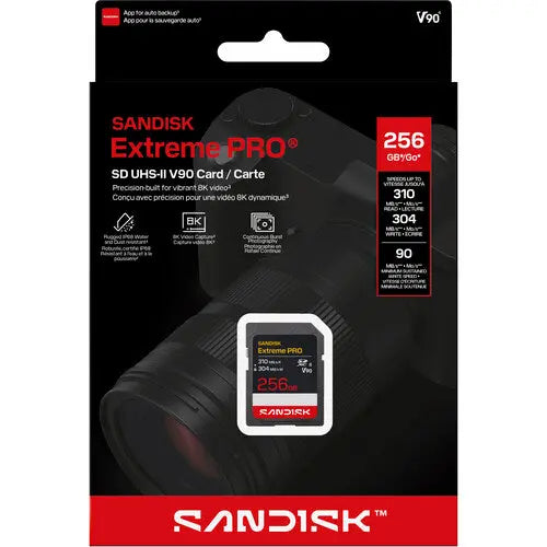 SanDisk SDSDXDE-256G-GN4IN Tarjeta de memoria SDXC Extreme PRO UHS-II de 256 GB, V90, 310/304 MB/s