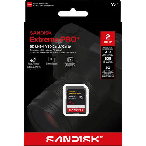SanDisk SDSDXDE-2T00-GN4IN 2TB Extreme PRO UHS-II SDXC Memory Card, V90, 310/305 MB/s