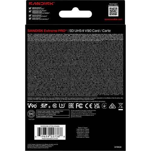 SanDisk SDSDXDE-2T00-GN4IN 2TB Extreme PRO UHS-II SDXC Memory Card, V90, 310/305 MB/s
