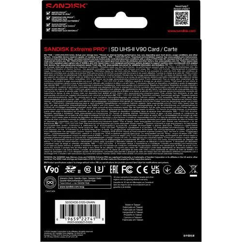 SanDisk SDSDXDE-512G-GN4IN Tarjeta de memoria SDXC Extreme PRO UHS-II de 512 GB, V90, 310/305 MB/s