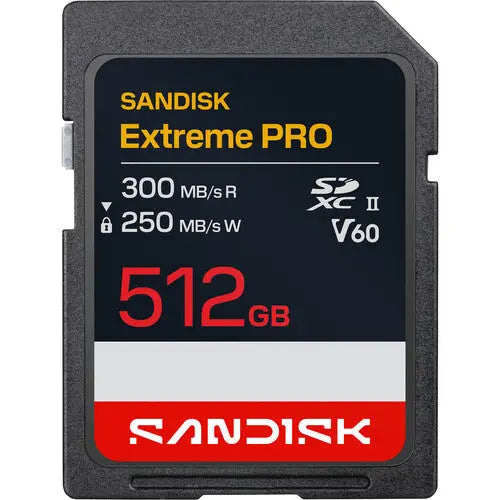 SanDisk Extreme PRO V60 UHS-II SDXC Memory Card, 300/210, 300/250