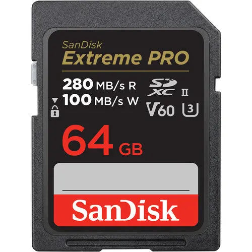 SanDisk SDSDXEP-064G-GN4IN 64GB Extreme PRO UHS-II SDXC Memory Card, V60, 280/100 MB/s - AVC photo video store