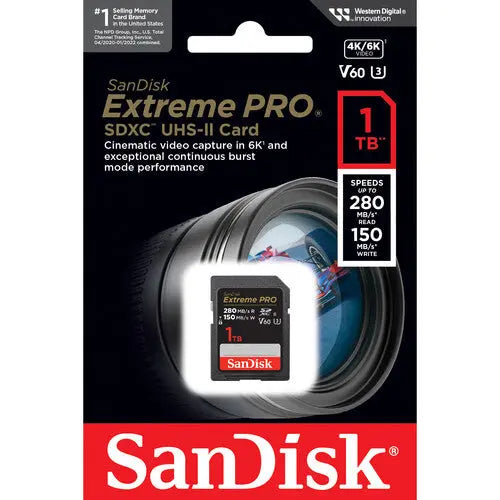 SanDisk SDSDXEP-1T00-GN4IN 1TB Extreme PRO UHS-II SDXC Memory Card, V60, 280/150 MB/s - AVC photo video store