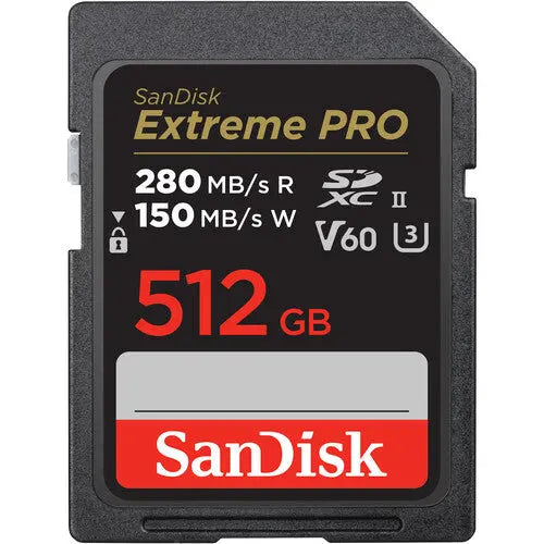 SanDisk SDSDXEP-512G-GN4IN 512GB Extreme PRO UHS-II SDXC Memory Card, V60, 280/150 MB/s - AVC photo video store