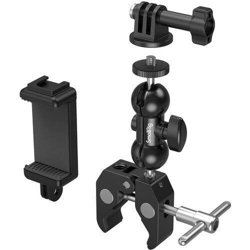 SmallRig 4373 Crab-Shaped Super Clamp with Ball Head Magic Arm, Action Mount & Phone Holder Kit