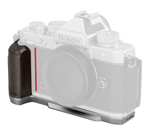 Smallrig 5707 L-Shaped Mount Plate with Wooden Handle for Nikon Z f (Silver)