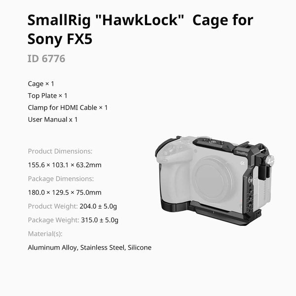 SmallRig 6776 Hawklock Cage for Sony FX5