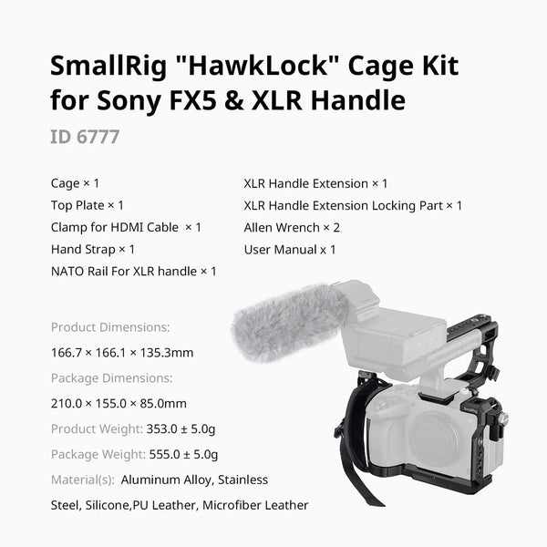 Smallrig 6777 HawkLock Cage Kit for Sony FX5 & XLR Handle