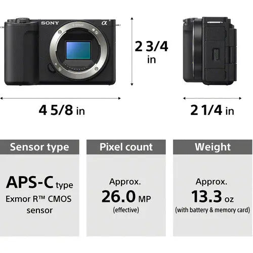 Sony ZVE10II/B Mirrorless Camera, Body Only, Black