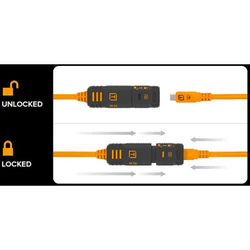 Tether Tools TetherPro Optima 10G TetherBoost Locking USB-C Extension Cable (16', High-Visibility Orange)