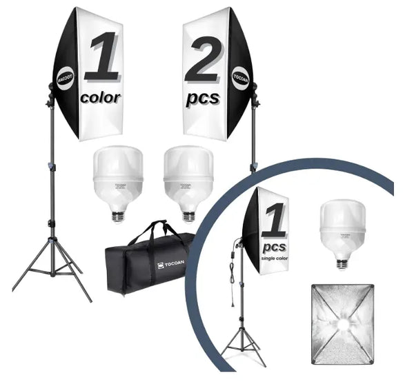 Tocoan Softbox Photography Lighting Kit, 3-Light