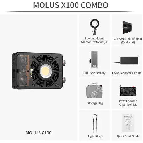 Zhiyun MOLUS X100 Bi-Color Pocket COB Monolight (Combo Kit) - AVC photo video store