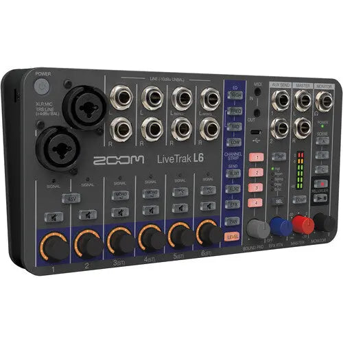 Zoom LiveTrak L-6 Portable 6-Channel Digital Mixer and Multitrack Recorder - AVC photo video store