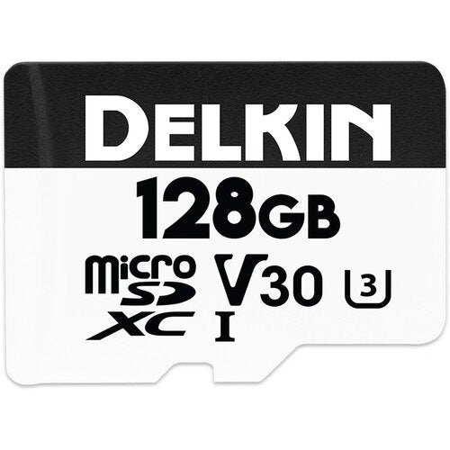 Delkin DDMSDAHS128G 128GB Hyperspeed UHS-I MicroSDXC V30 Memory Card w/SD Adapter