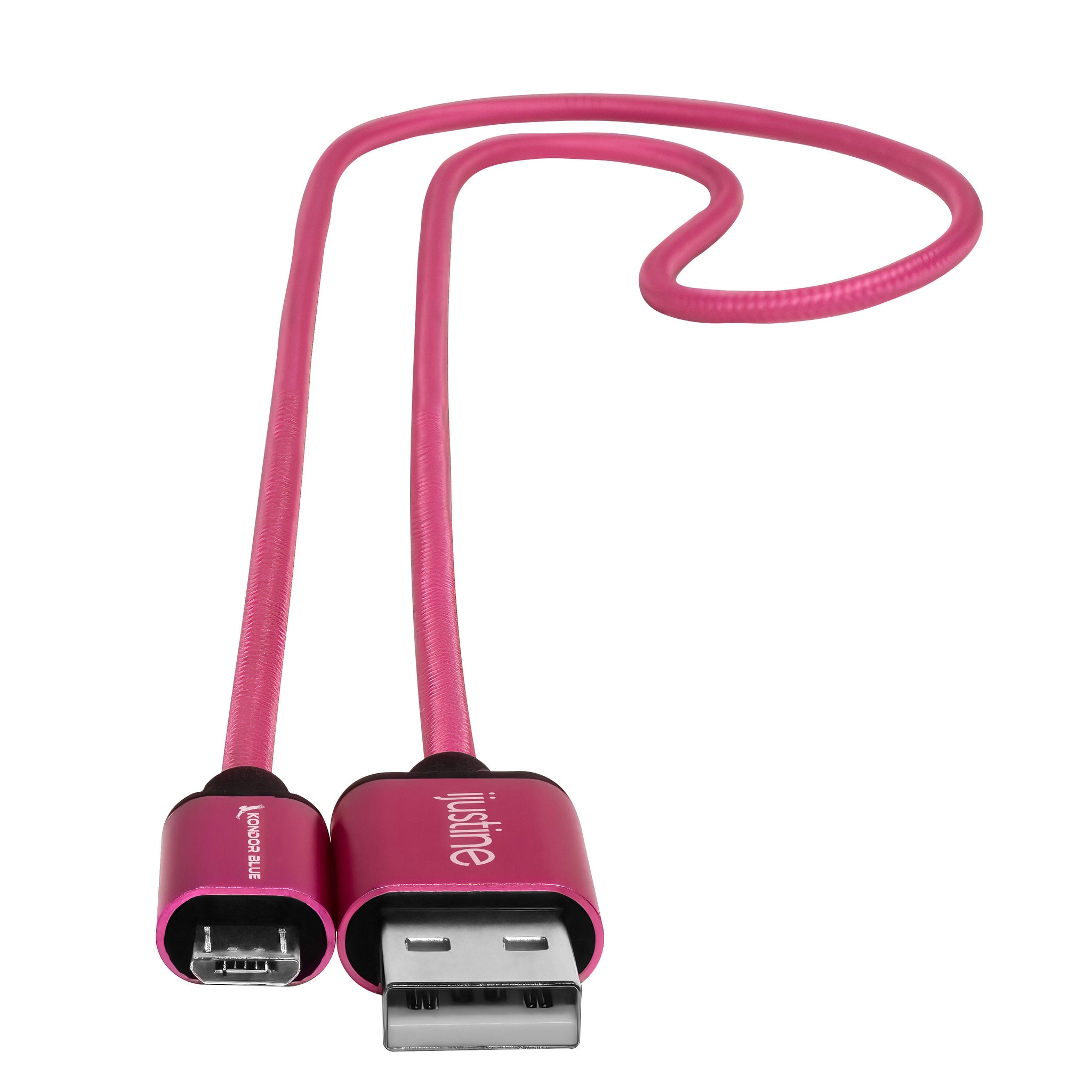 Kondor Blue iJustine Pink USB A to Micro USB Fast Charging Data Cable (10")