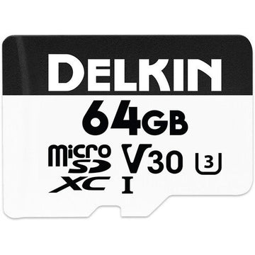 Delkin DDMSDAHS64G 64GB Hyperspeed UHS-I MicroSDXC V30 Memory Card w/SD Adapter