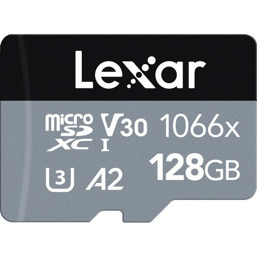 Lexar 128GB Professional 1066x UHS-I microSDXC Memory Card with SD Adapter (SILVER Series)